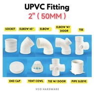 UPVC Pipe Fittings White 50mm 2" UPVC Pipe Connector UPVC Elbow 50mm 2" UPVC Tee 50mm UPVC End Cap