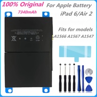 แบตเตอรี่ของแท้เหมาะสำหรับ  iPad 6/Air 2  A1566 A1567 A1547 แทนที่ 7340mAh + เครื่องมือรับประกันคุณภ
