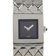 二手 CHANEL Matelasse 手錶 H0009，不鏽鋼，石英機芯，模擬顯示，黑色錶盤，女士款。