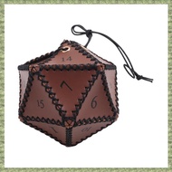 (R Q S E)PU Leather D20 Dice Bag Polyhedral Dice Pouch for , Game, DND Dice Bag, Brown