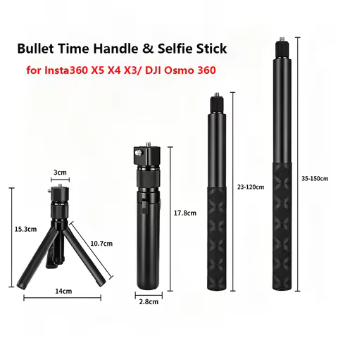 Bullet Time Rotating Handle Tripod Stand 360 Invisible Selfie Stick for Insta360 X5 X4 X3 DJI Osmo 3