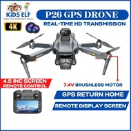 P26 GPS Rc Drone With 4k HD Dual Camera 4.5-Inch Screen Remote Control Dron Drones Deron 5KM Jarak J