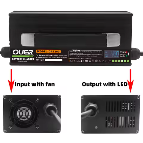 48V 20A Lead Acid Battery Charger With OLED Display High power with handle Used For 55.2V Lead Acid 