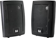 Dual Electronics LU43PB 3-Way High Performance Indoor/Outdoor &amp; Bookshelf Studio Monitor Speakers, Black, 4 inch, Pair