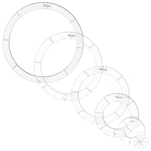 A74E-For DIY Crafts 6 Pcs Circle Quilting Acrylic Template Set In 1/2/3/4/5/6 Inch Sizes With Binder