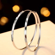 Sterling Silver All-Match Big Hoop Earrings Round Hoop Big Earrings Female Ring 2024 Trendy Circle E