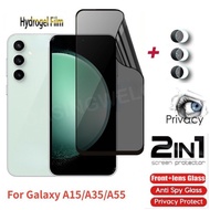 2 in1 Samsung Galaxy A15 5G Privacy Hydrogel Film Anti-Spy Full Cover Screen Protector Anti Peek Pri
