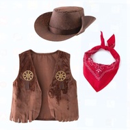 Hot Western Cowboy Costume with Hat Party Role Play Cos Boys Halloween Costume Set for Babies