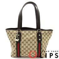กระเป๋าถือ Gucci Sherry Line Tote Bag รุ่น 137396 มือสอง ทำจากผ้าแคนวาส GG สีน้ำตาล