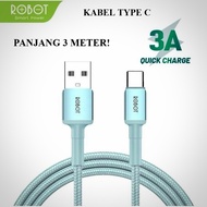 I* RSC300 ROBOT 3A TYPEC Blue Data Cable 3 Meter Cas Type C Fast Charging 3 Ampere Casan Tipsi USB C