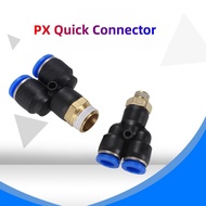 PX Male Thread Coupler  Y Style Push In Fittings Pneumatic Quick Connector Tube OD 4 6 8 10 12mm