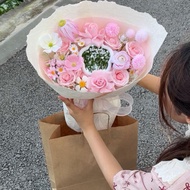 Wax Flower Bouquet x Mirror “The beautiful flower” mixed with super pretty torn paper _ Comes with a