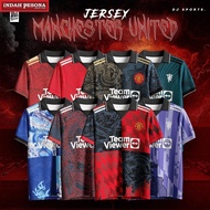 DJ Sport Collar Manchester United Retro Short Sleeve Fully Printing Jersey - Size S-10XL