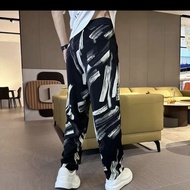 Men Men National Trendy Flower Pattern Drape Trousers High Fixation Printing Men's Trendy Casual Pan