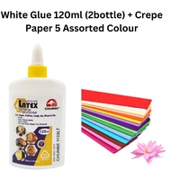 White Glue 120ml + Crepe Paper 5 Assorted Colour