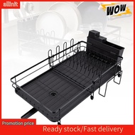 allinit Large Dish Drying Rack Carbon Steel Drainer for Kitchen Counter Extendable Length in 30cm to