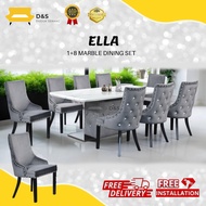 ELLA 2000mm x 1000mm Marble Dining Table Set with 8 seater / Set meja makan 8 kerusi