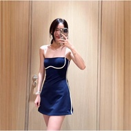 Alo Dress Sexy alo Sling Dress Original Label Back Letter Color Matching alo Tennis Dress Hip T-Shir