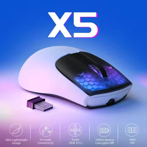 ATTACK SHARK X5 49g wireless Gaming Mouse,Bluetooth Tri-mode,PixArt Optical Sensor for PC/MAC/Wins