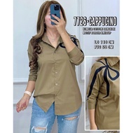 KEMEJA EL-7726/CZZ WOMEN'S EMBROIDERED RIBBON SHIRT - MUST ASK FOR STOCK