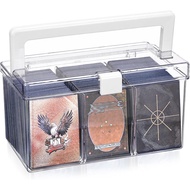 Plastic Trading Card Storage Box, 600+ Clear Baseball Card Storage Box with 2 Removable Dividers, To