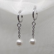 水晶珍珠, 施華洛世奇元素 &amp; 不鏽鋼 夾式 耳環 (一對)