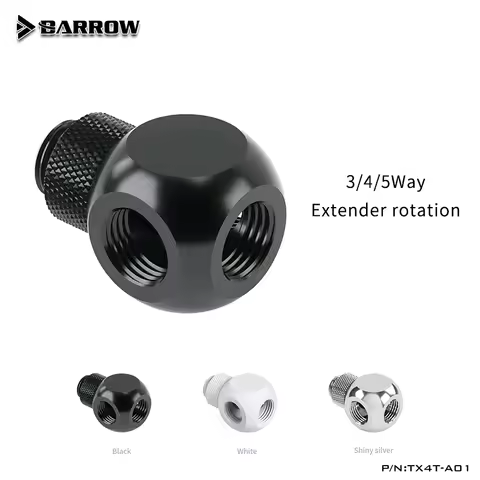 Barrow Extender Rotation Fittings 3 4 5Way Cubic Adaptor Seat Water Cooling Computer Accessories TX3