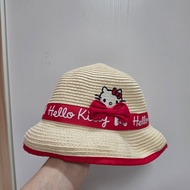購自日本 sanrio Hello Kitty 草帽 漁夫帽 防曬戶外兒童帽 頭圍 48cm 約1-3歲用 #up