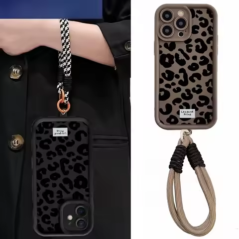 Leopard Print Lanyard Case For Infinix Hot 60 Play Note 50 Pro Plus 40S 50S 40 Smart 9 Tecno 30C Spa