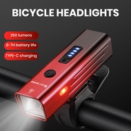 Waterproof Cycling Light Bicycle Headlight with Light Sensing Usb-c Rechargeable 250 Lumen Bicycle Front Light for Night Cycling Safety Mountain Road Bike Headlight with Bracket High Brightness Led