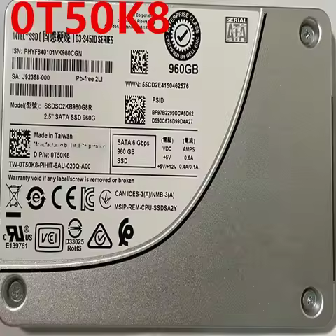New Original Solid State Disk S4510 960GB SATA 2.5" For 0T50K8 T50K8 SSDSC2KB960G8R