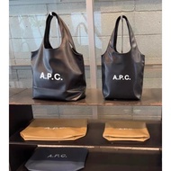 APC logo print pu tote shoulder bag