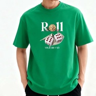 Personalized Roll11 Theme Printed T-shirt Red Retro Dice USD Pattern Trendy Short Sleeve