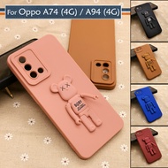 Oppo A74 4G A95 4G Simple Back Silicone Soft TPU Case Cover Casing Phone Mobile Cute Colorful Bear S