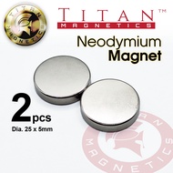 Disc Neodymium Magnets 25mm dia x 5mm 2pcs/pack Strong Magnets, Fridge Magnets Replacements