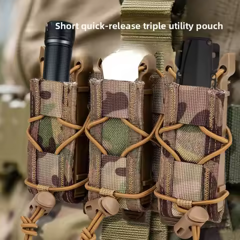 9mm Triple Stack Magazine Pouch Mag Holster Hunting Flashlight Torch Holder EDC