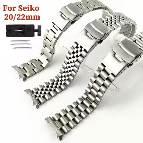 20mm 22mm Solid Stainless Steel Watch Band Curved End Replacement Strap for Seiko SKX007 009 SKX011 