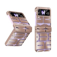 For Samsung Galaxy Z Flip 3 Z Flip 4 Transparent Electroplating Phone Case All Inclusive Hinge Protection Luxury Letter Case