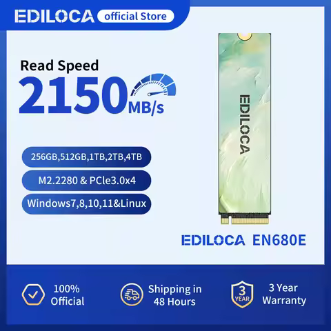 Ediloca EN680E M.2 2280 SSD PCIe3.0x4 NVMe 2150MB/s QLC Dynamic SLC Cache Internal Solid State Drive