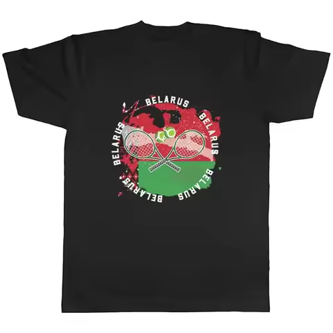 Tennis Sports With Belarus Flag Mens Unisex T-Shirt Tee Gift