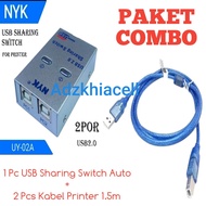 AUTO SWITCH PRINTER 2 PORTS + USB PRINTER CABLE 2.0 NYK (pararel printer)