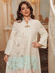 Musulman Femme Vestidos Ombre Print Kaftan Morocco Turkey Abaya Embroidery Party Dresses For