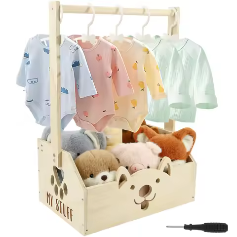 Wood Storage Crate Baby Shower Clothing Basket Toys Organizer Box Children Portable Long Handle Boys