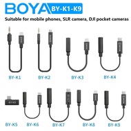 BOYA BY-K1 Series Audio Adapter 3.5Mm TRS (Male) To Lightning (Male) For Wireless Microphone PC DSLR Vlog
