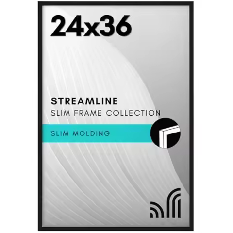 24x36 Poster Frame with Polished Plexiglass - Streamline Collection - Thin Border Picture Frame for 