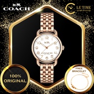 [Authentic *FREE BRACELET*] Coach Delancey Cream Dial Rose Gold Women Ladies Fashion Watch Jam Tangan Wanita - 14502242