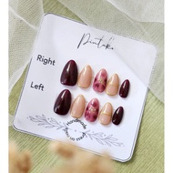 Press on nails burgundy mix - handmade press on nails - fake nails - fake nails