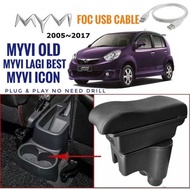 Perodua Myvi Arm Rest Armrest Car Arm Rest 3 Usb Port Armrest Console Box Double Layer Compartment M