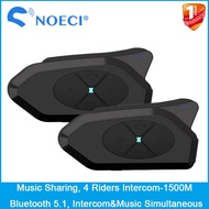 2Pcs Music Sharing NOECI GOCOM4 Motorcycle Helmet Intercom Headset For 4 Riders Group Talking At the