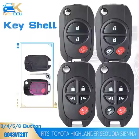 KEYECU Modified Filp Remote Key Shell 3B 4B 5B 6B for TOYOTA Highlander Sequoia Sienna Tacoma Tundra